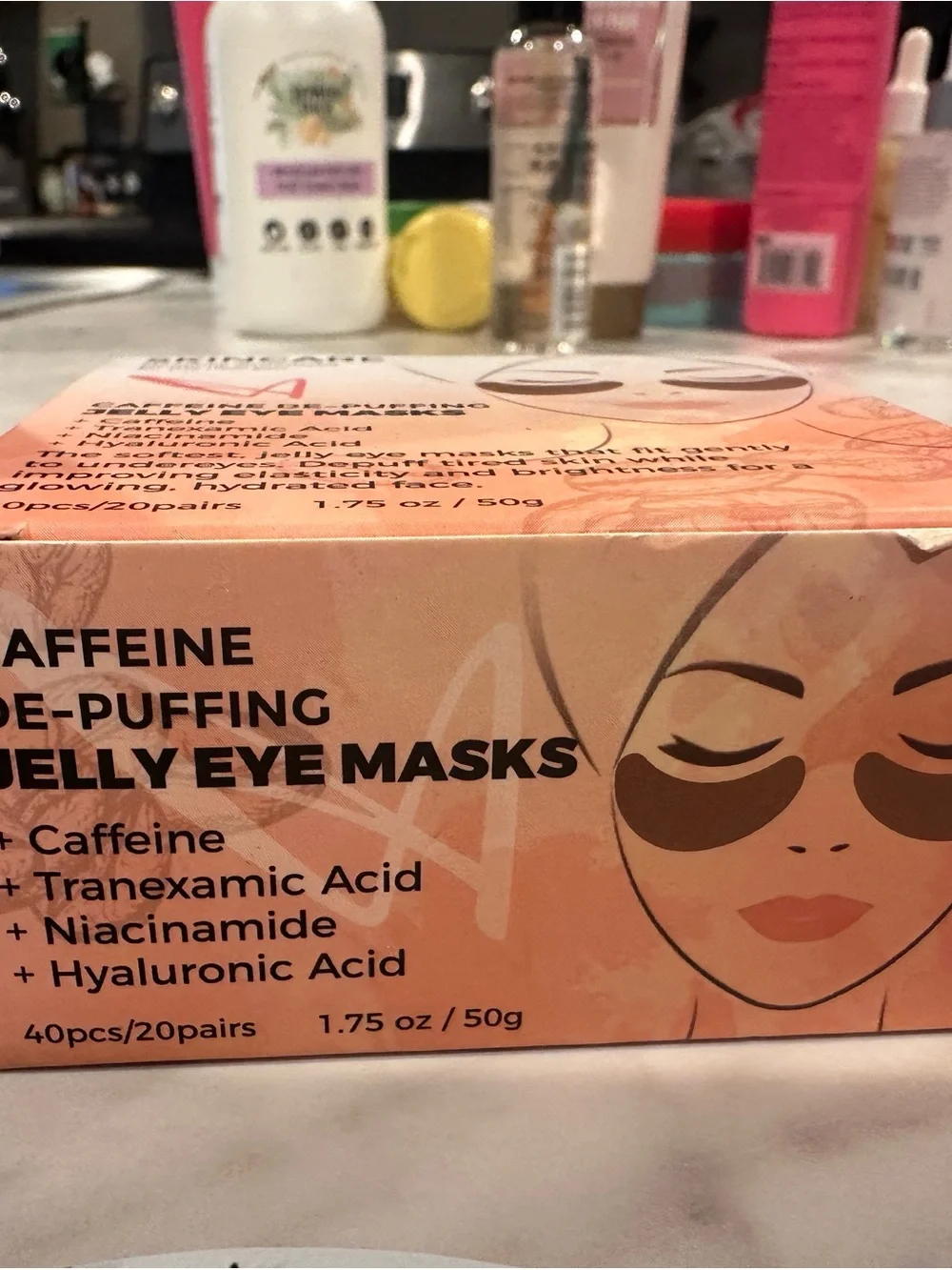 Face masks, toner pads, eye masks, and facial moisturizer